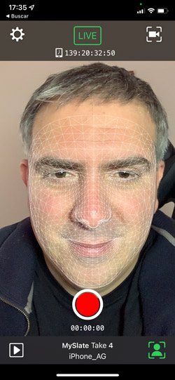 App Live Link Face rastreando una cara en un iPhone
